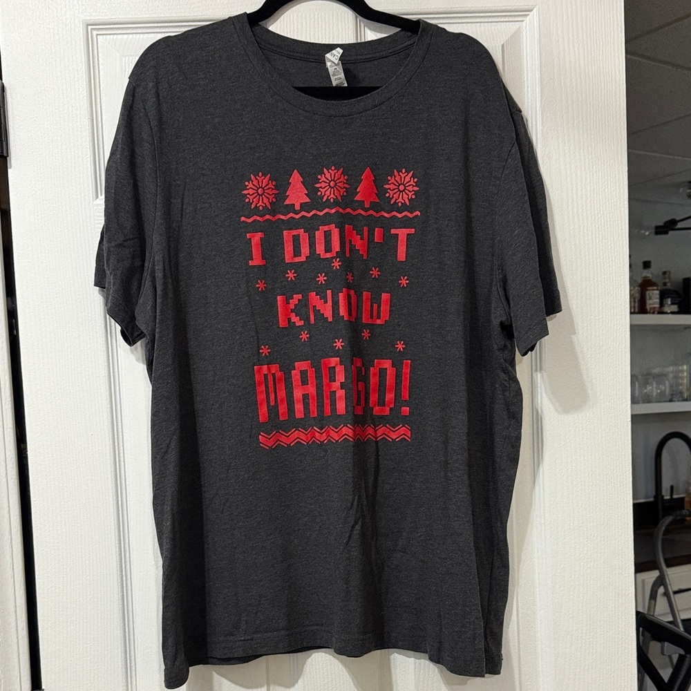 Charcoal Tee with Red Festive Print
